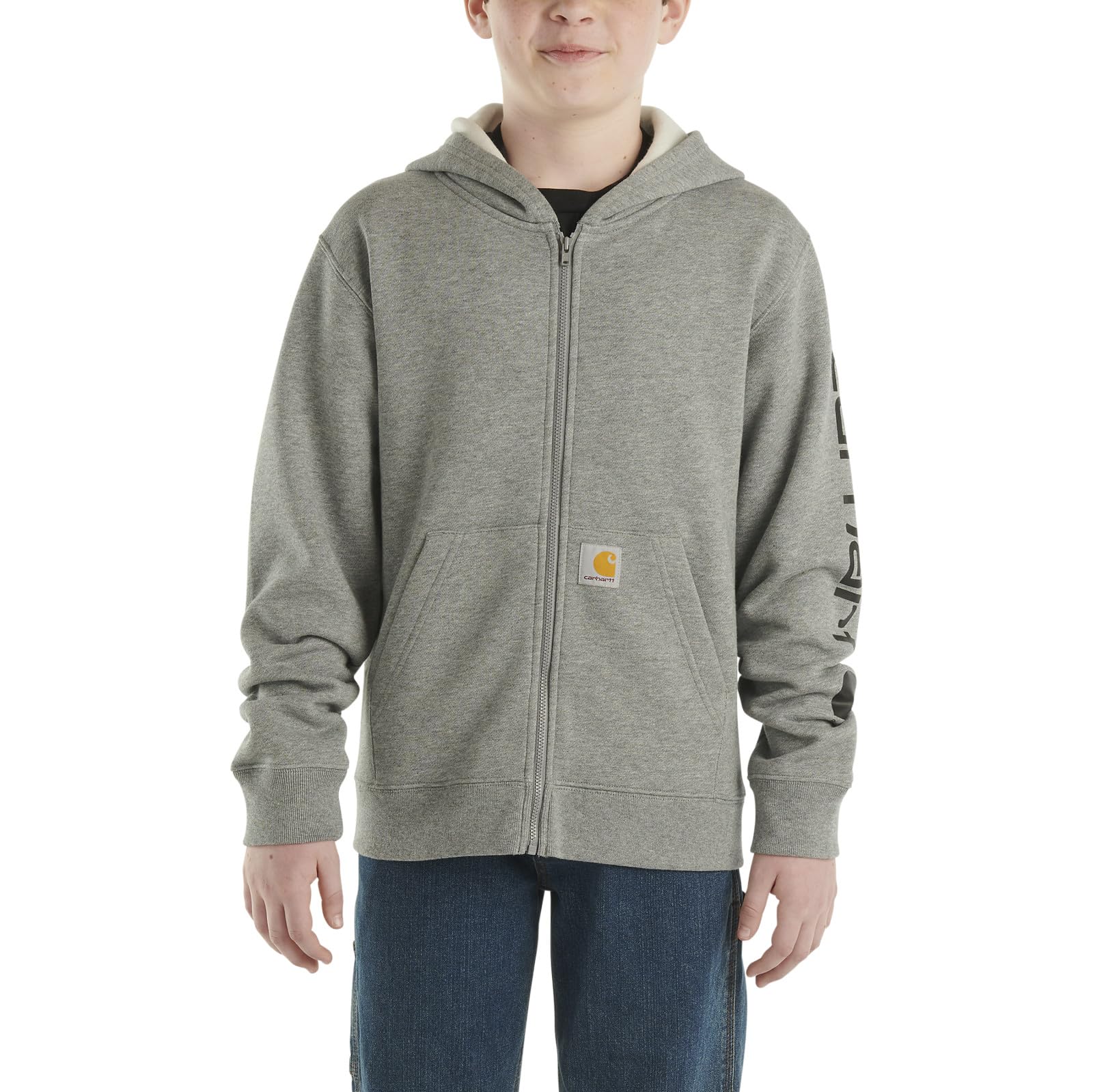 Carhartt Kid's CP8675 Long-Sleeve Full-Zip Logo Sweatshirt - Boys